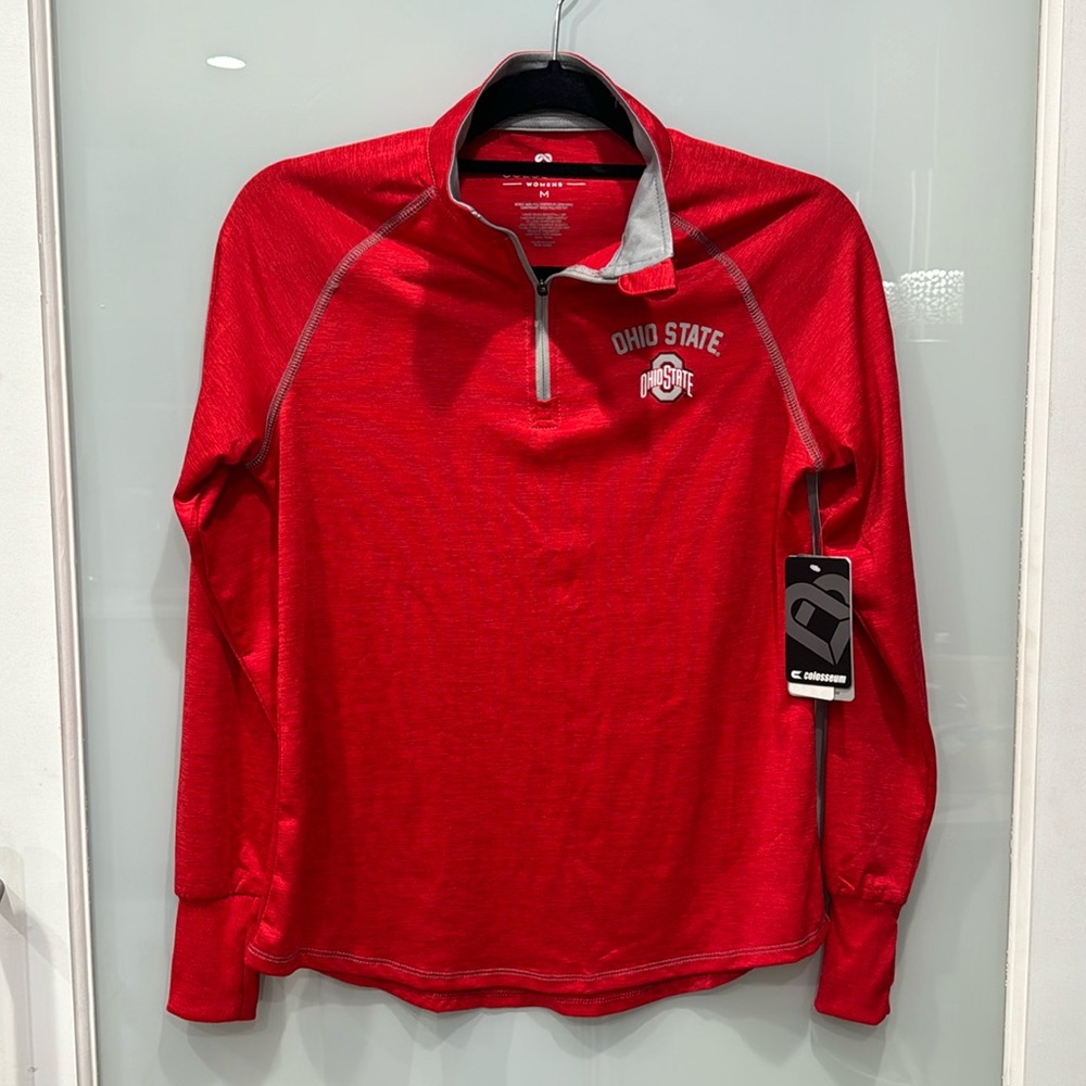 Ohio State Colosseum Women's Red Long Sleeve Quarter Zip Up New with Tags Sz M